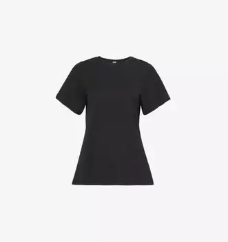 Футболка из хлопкового трикотажа с короткими рукавами и изогнутым швом Toteme, черный