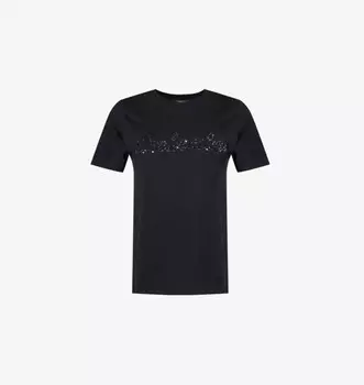 Футболка из хлопкового трикотажа с короткими рукавами и пайетками Weekend Max Mara, черный