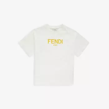 Футболка из хлопкового трикотажа с логотипом 4-12 лет Fendi, цвет gesso