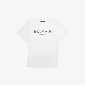 Футболка из хлопкового трикотажа с логотипом 4–13 лет Balmain, черный