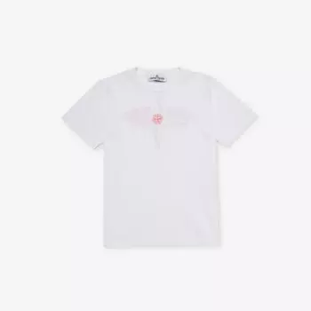 Футболка из хлопкового трикотажа с логотипом 4-8 лет Stone Island, белый