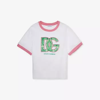 Футболка из хлопкового трикотажа с логотипом 8-12 лет Dolce & Gabbana, белый