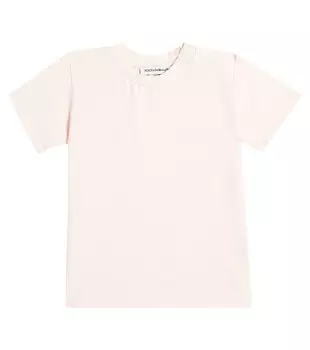 Футболка из хлопкового трикотажа с логотипом для малышей Dolce&Gabbana Kids, цвет rosa polvere chiaris