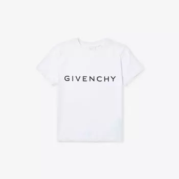Футболка из хлопкового трикотажа с логотипом и короткими рукавами 4–12 лет Givenchy, белый