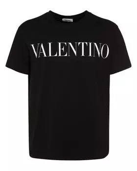 Футболка из хлопкового трикотажа с принтом логотипа от Valentino, черный