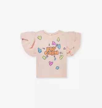 Футболка из хлопкового трикотажа с воланами на рукавах, украшенная пайетками, для детей 2–12 лет Billie Blush, розовый