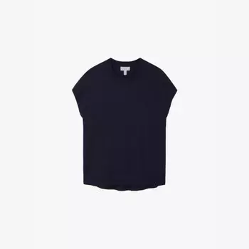 Футболка из хлопковой смеси с круглым вырезом и короткими рукавами The White Company, синий