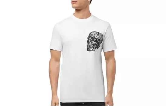 Футболка из хлопковой смеси с принтом черепа PHILIPP PLEIN, белый
