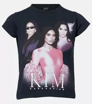 Футболка из хлопковой ткани с принтом Balenciaga, Faded Black