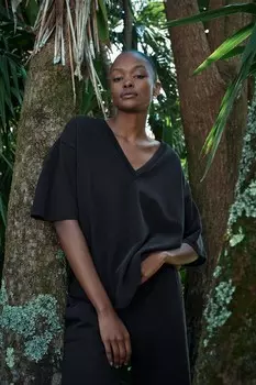 Футболка из интерлока с стираемой тканью ZARA, цвет charcoal