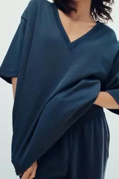 Футболка из интерлока с стираемой тканью ZARA, синий