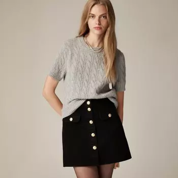 Футболка из кашемира с косичным узором J.Crew, серый