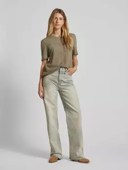 Футболка из кашемирового трикотажа с отделкой стразами, модель «IDA» Zadig & Voltaire, хаки