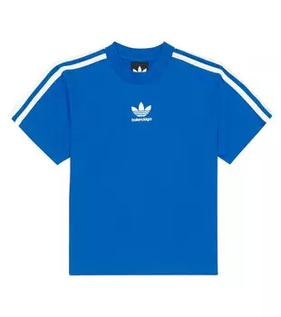 Футболка из коллаборации с Adidas с логотипом Balenciaga Kids, синий