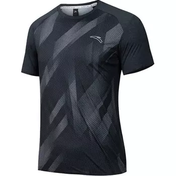 Футболка из коллекции Running, мужская, базовая, черная/с принтом земли Anta, черный