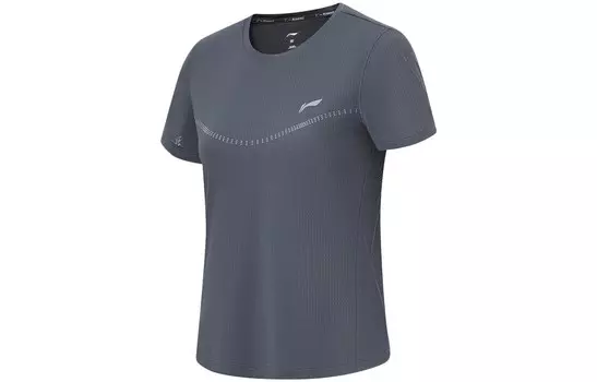 Футболка из коллекции Running, женская, цвет черный с эбониевым оттенком Lining