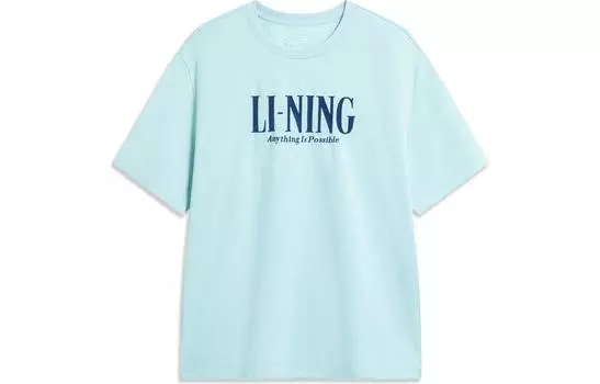 Футболка из коллекции спортивной моды LiNing унисекс, цвет: серый, синий