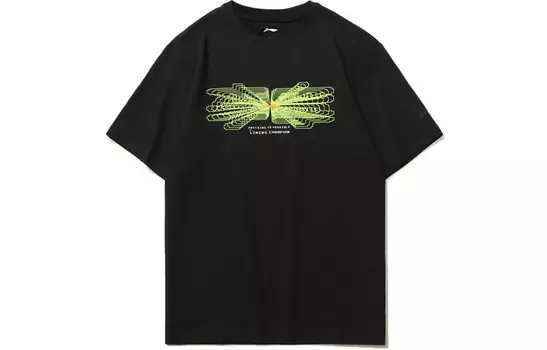 Футболка из коллекции Sports Fashion унисекс, цвет черный/зеленый Lining, черный/зеленый