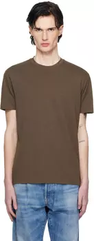 Футболка из коричневого лиоцелла и хлопка Crew TOM FORD