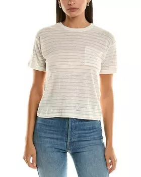 Футболка из льна с карманом из денима FRAME FRAME Denim, розовый