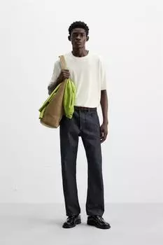 Футболка из льна ZARA, устрично-белый