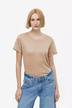 Футболка из льняного трикотажа H&M