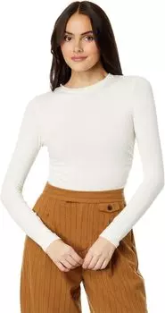 Футболка из матового джерси со сборками и длинными рукавами Madewell, цвет Antique Cream