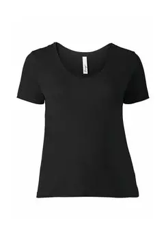 Футболка из мелкого ребристого качества sheego, черный