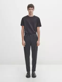 Футболка из мерцеризового хлопка с коротким рукавом Massimo Dutti, темно-синий