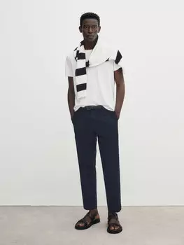 Футболка из мерцеризового хлопка с коротким рукавом Massimo Dutti, белый