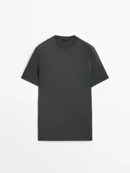 Футболка из мерсеризового хлопка с коротким рукавом Massimo Dutti, серый