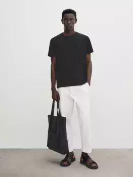 Футболка из мерсеризового хлопка с коротким рукавом Massimo Dutti, черный