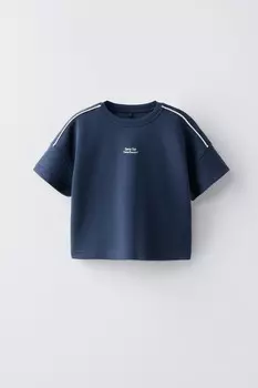 Футболка из модальной смеси ZARA, темно-синий
