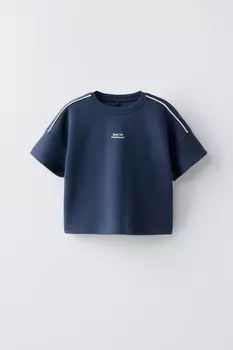 Футболка из модальной смеси ZARA, темно-синий
