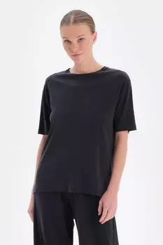Футболка из модала с овальным вырезом Dagi, черный