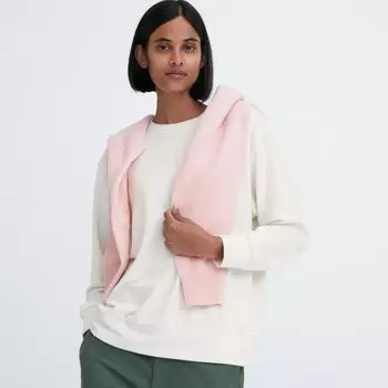 Футболка из мягкого флиса Uniqlo с круглым вырезом, молочный