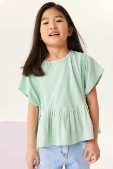 Футболка из мятой ткани со шнуровкой Next, зеленый