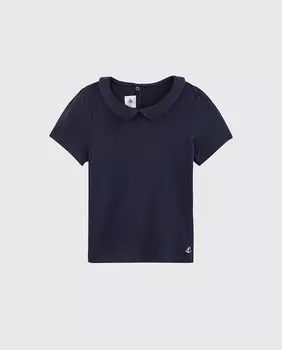 Футболка из органического хлопка для девочек с короткими рукавами Petit Bateau, синий