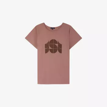 Футболка из органического хлопка и льна с монограммой Val Soeur, розовый