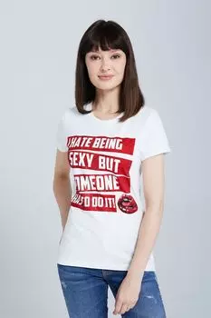 Футболка из органического хлопка с декоративными камнями Jeremy Meeks, белый