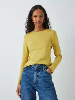 Футболка из органического хлопка с длинными рукавами и круглым вырезом John Lewis, оливенит