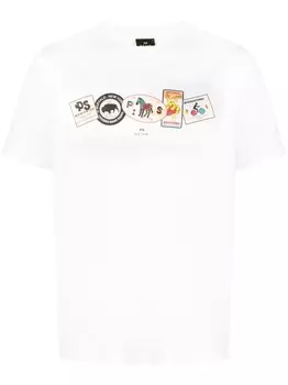 Футболка из органического хлопка с графичным принтом PS Paul Smith, белый