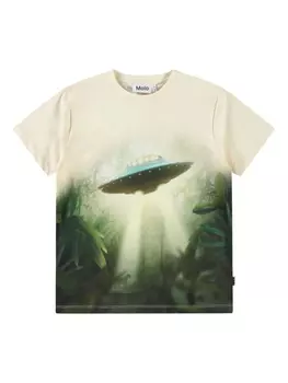 Футболка из органического хлопка с графичным принтом Molo, нейтральный
