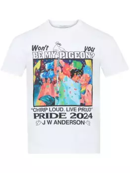 Футболка из органического хлопка с графичным принтом JW ANDERSON, белый