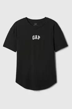 Футболка из органического хлопка с короткими рукавами и арочным логотипом Gap, черный