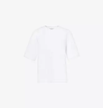 Футболка из органического хлопка с короткими рукавами и открытой спиной Ganni, белый