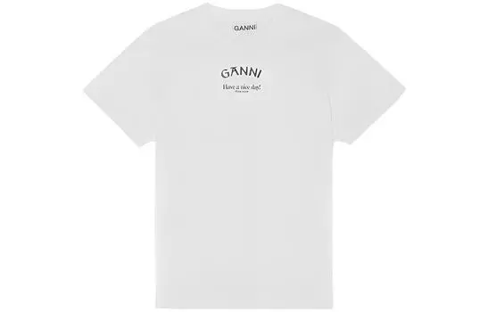 Футболка из органического хлопка с логотипом GANNI, белый