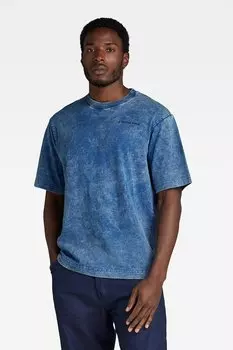 Футболка из органического хлопка с овальным вырезом G-Star Raw, синий