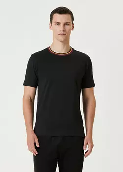 Футболка из органического хлопка с полосками на шее Paul Smith, черный