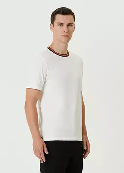 Футболка из органического хлопка с полосками на шее Paul Smith, белый